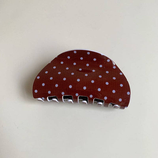 Polka Dot Claw Clip Brown