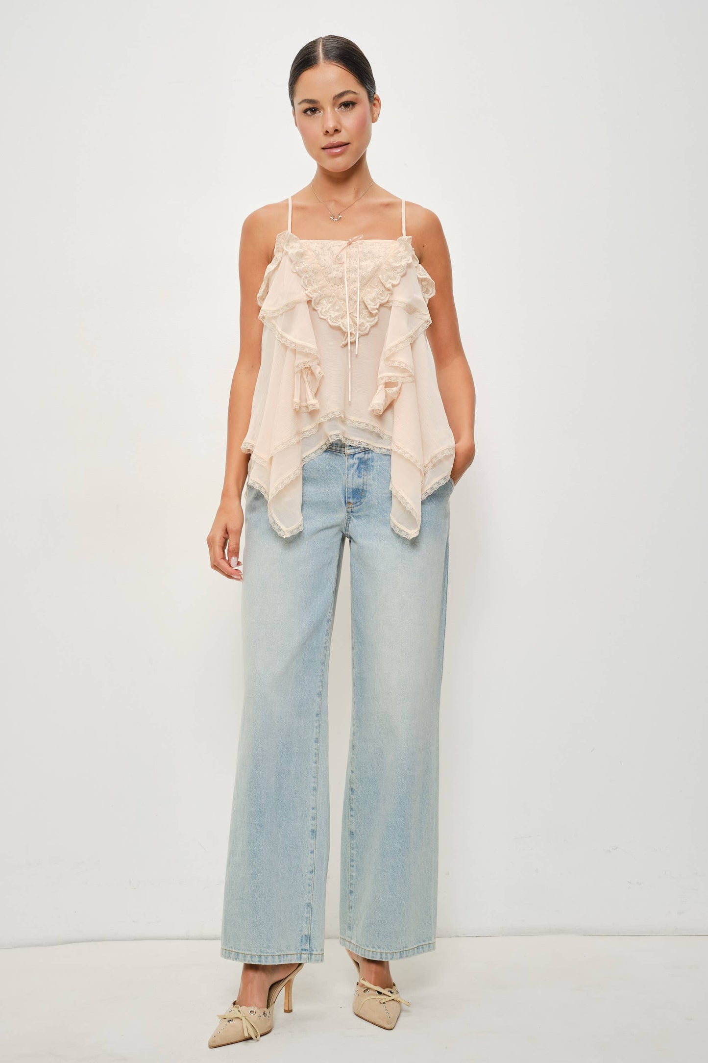 Pretty Garbage - MARLON FLOUNCE CAMI: Bone / L