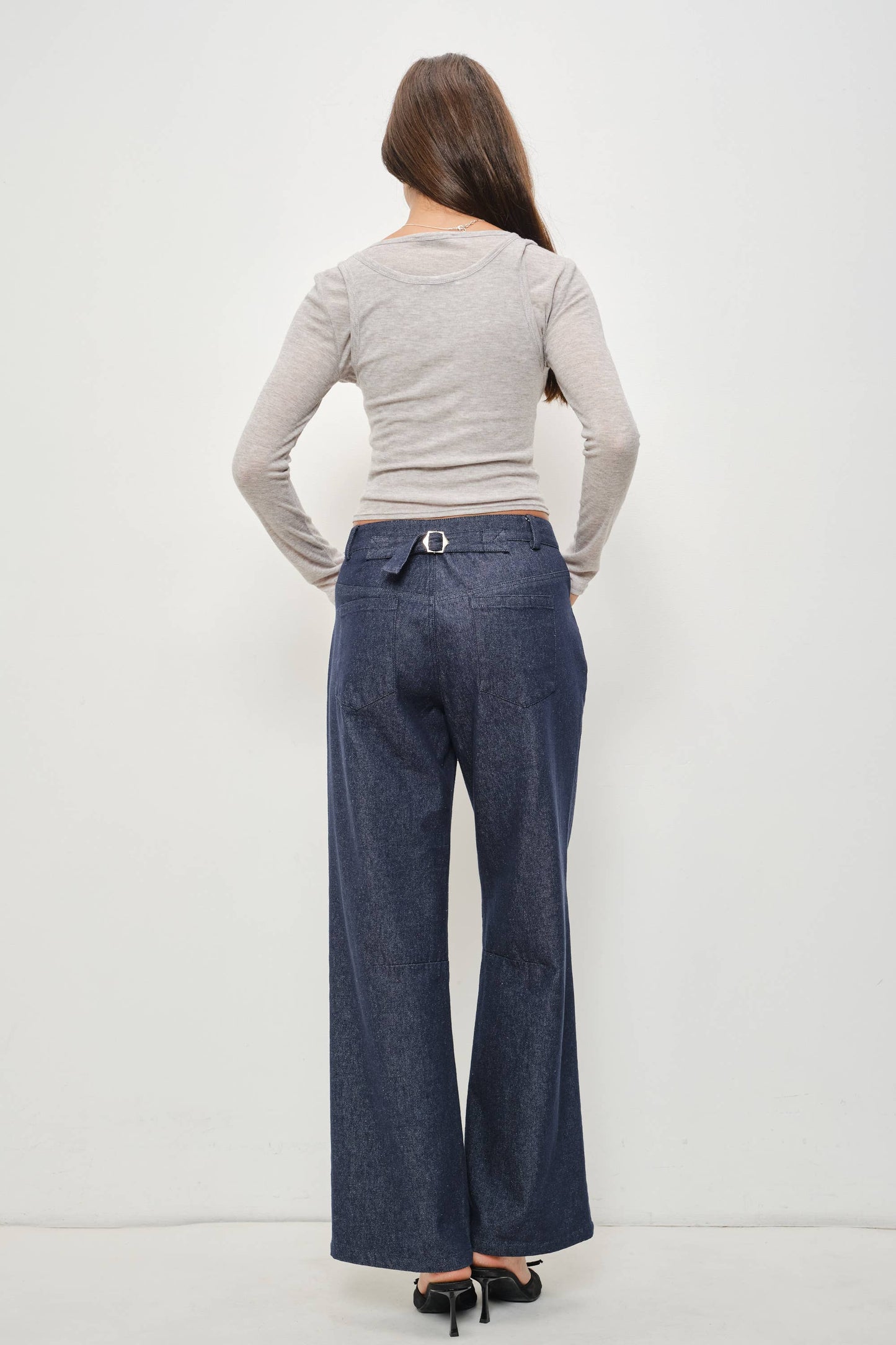 Pretty Garbage - MADDY SHEER DOUBLE LAYERED LONG SLEEVE KNIT TOP : Light Heather Grey / L