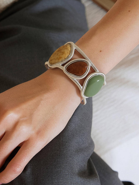 Auburn Multicolor Stone Cuff Silver
