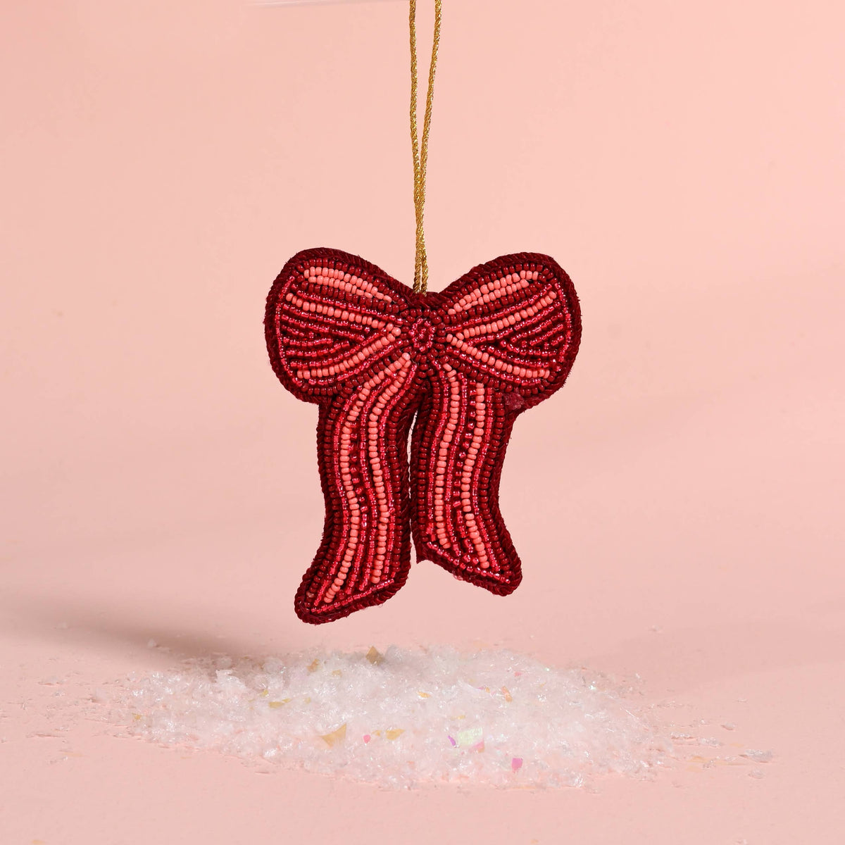 Beaded Ornament Red Bow
