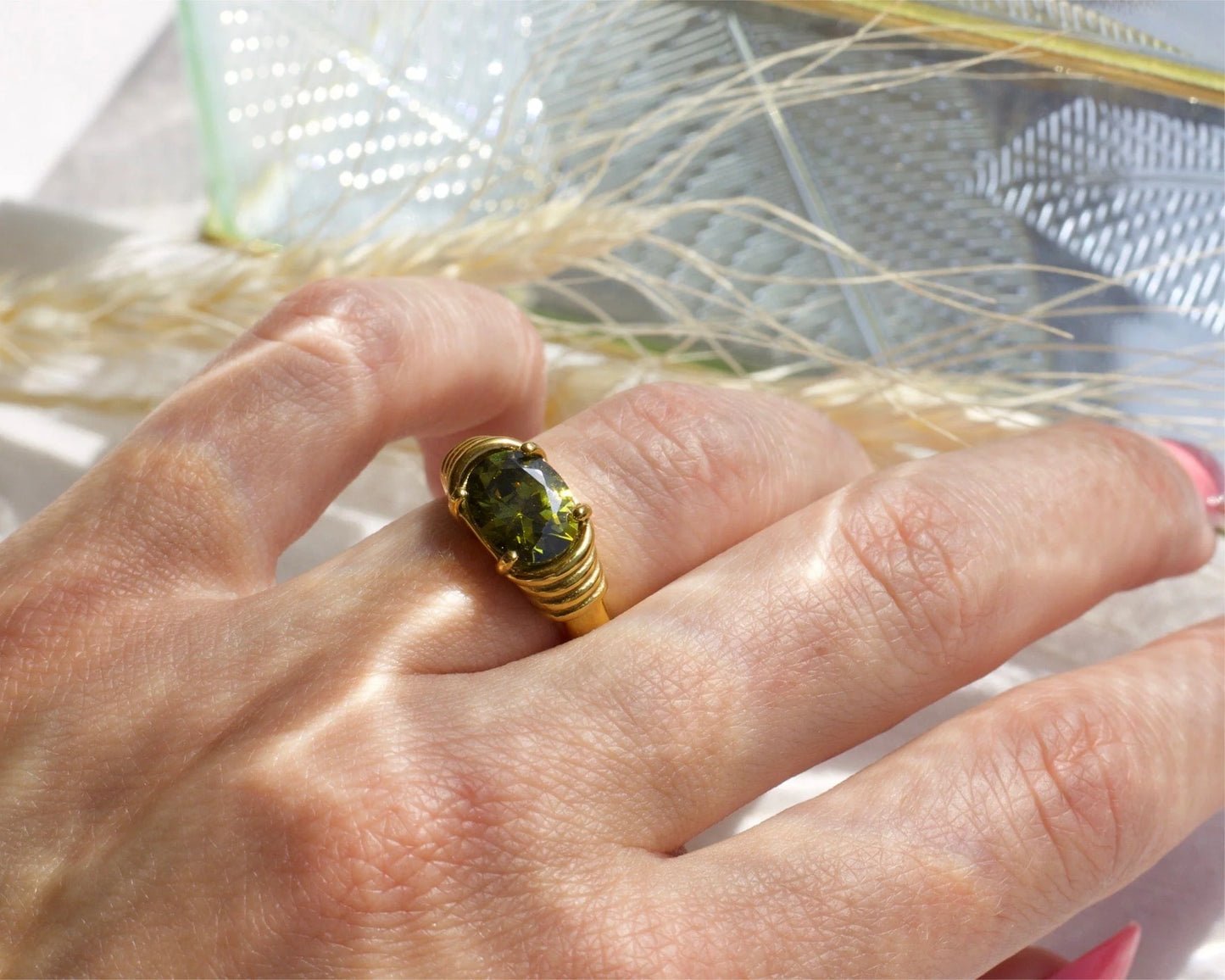 Owen Crystal Ring Green