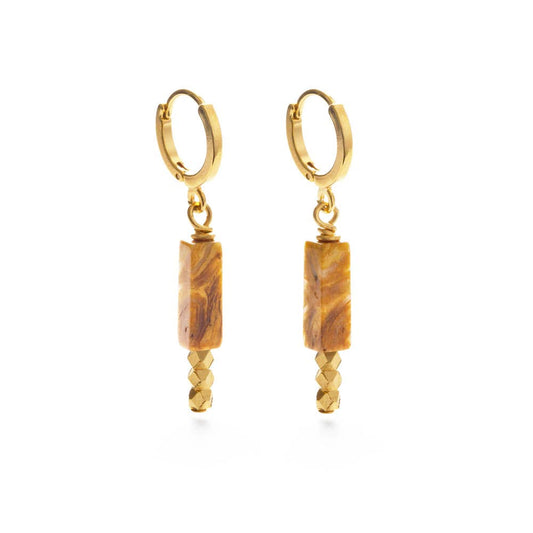 Gemstone Bar Drop Earrings Yellow Jasper