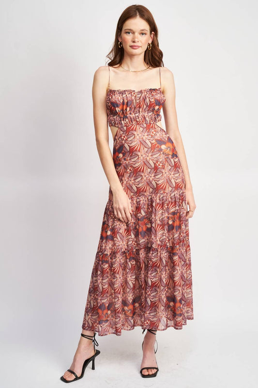 Floral Cut Out Maxi Dress