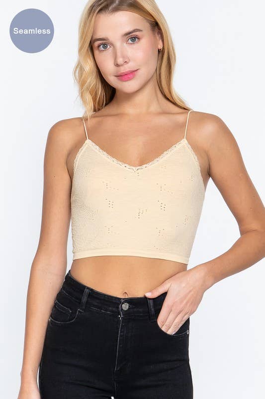 Addison Lace Trim Top Butter