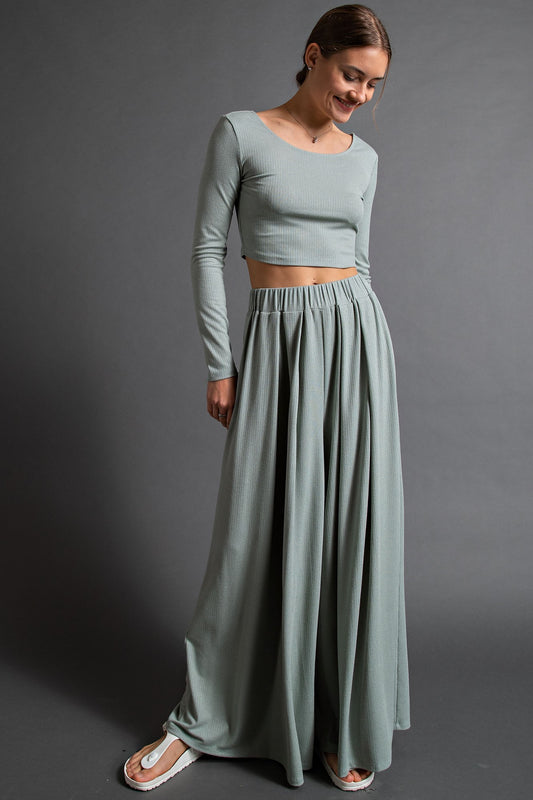 Breezy Nights Wide Leg Ribbed Pants