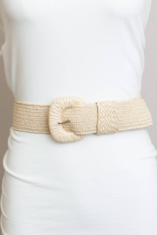 Raffia Stretch Belt Natural