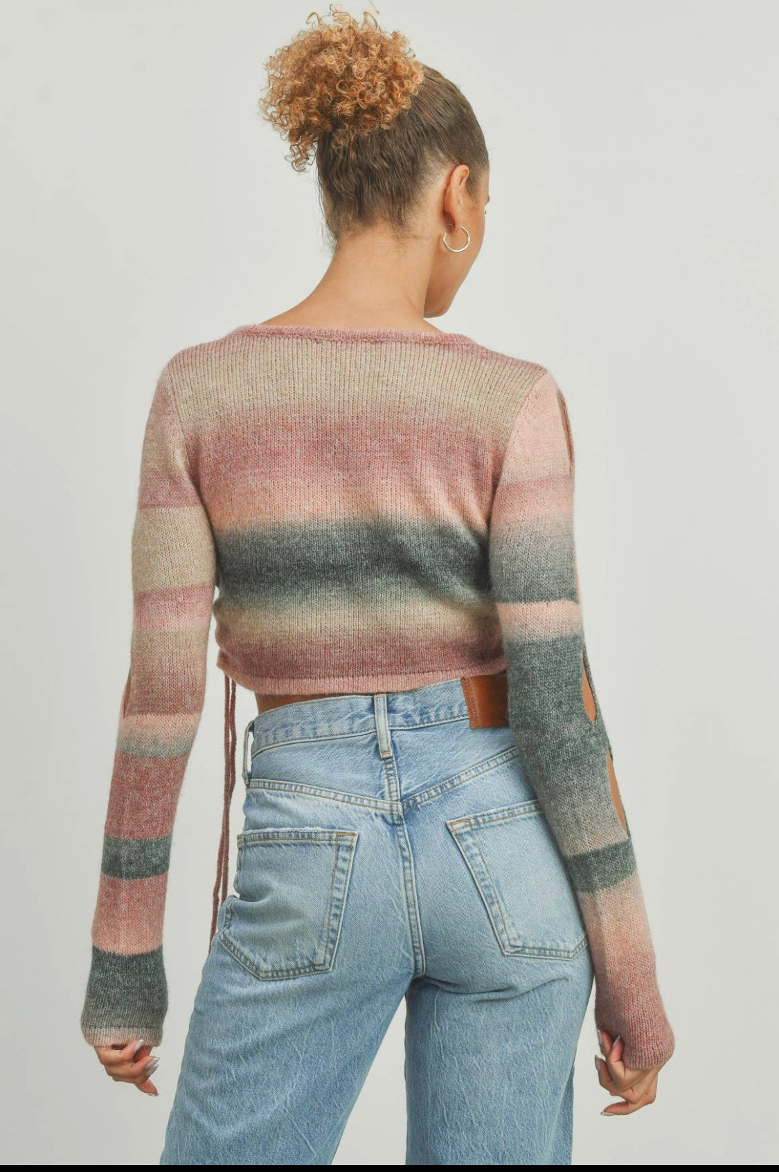 Cutout Sleeve Crop Sweater