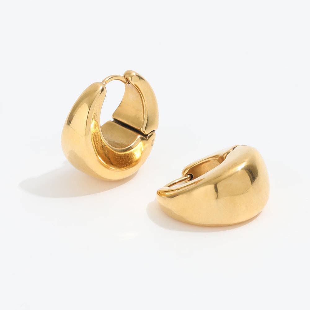 Baji Chunky Boat Polished Hoop Earrings