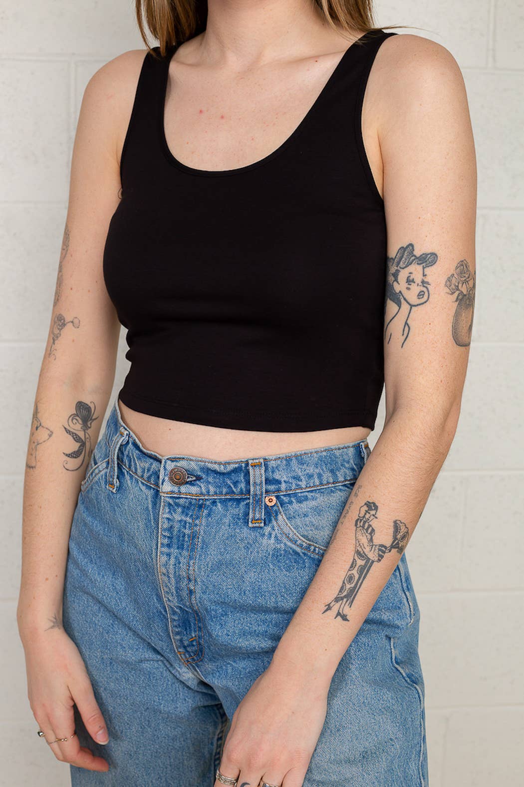 90's Cropped Tank Black