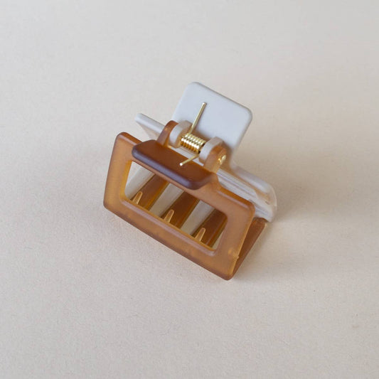 Dual Rectangle Hair Clip Brown