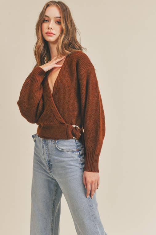 Belted Wrap Sweater