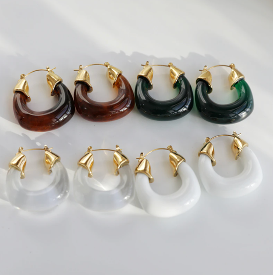 Cyril Red Glaze Hoop Earrings
