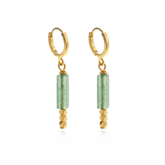 Gemstone Bar Drop Earrings Aventurine