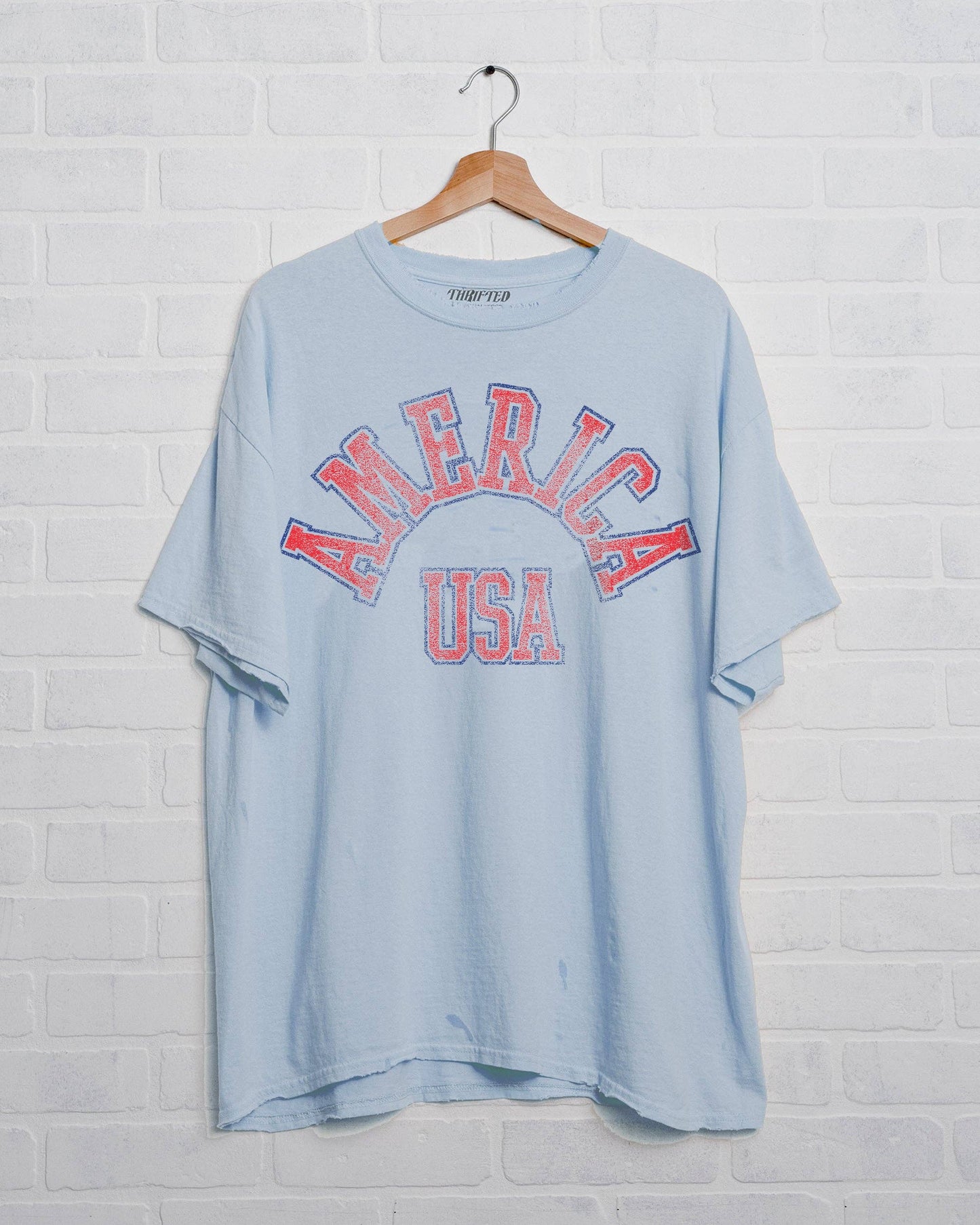 America Light Blue Thrifted Tee
