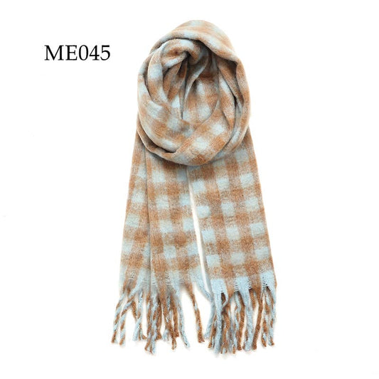 Chunky Checkered Scarf Brown/Blue