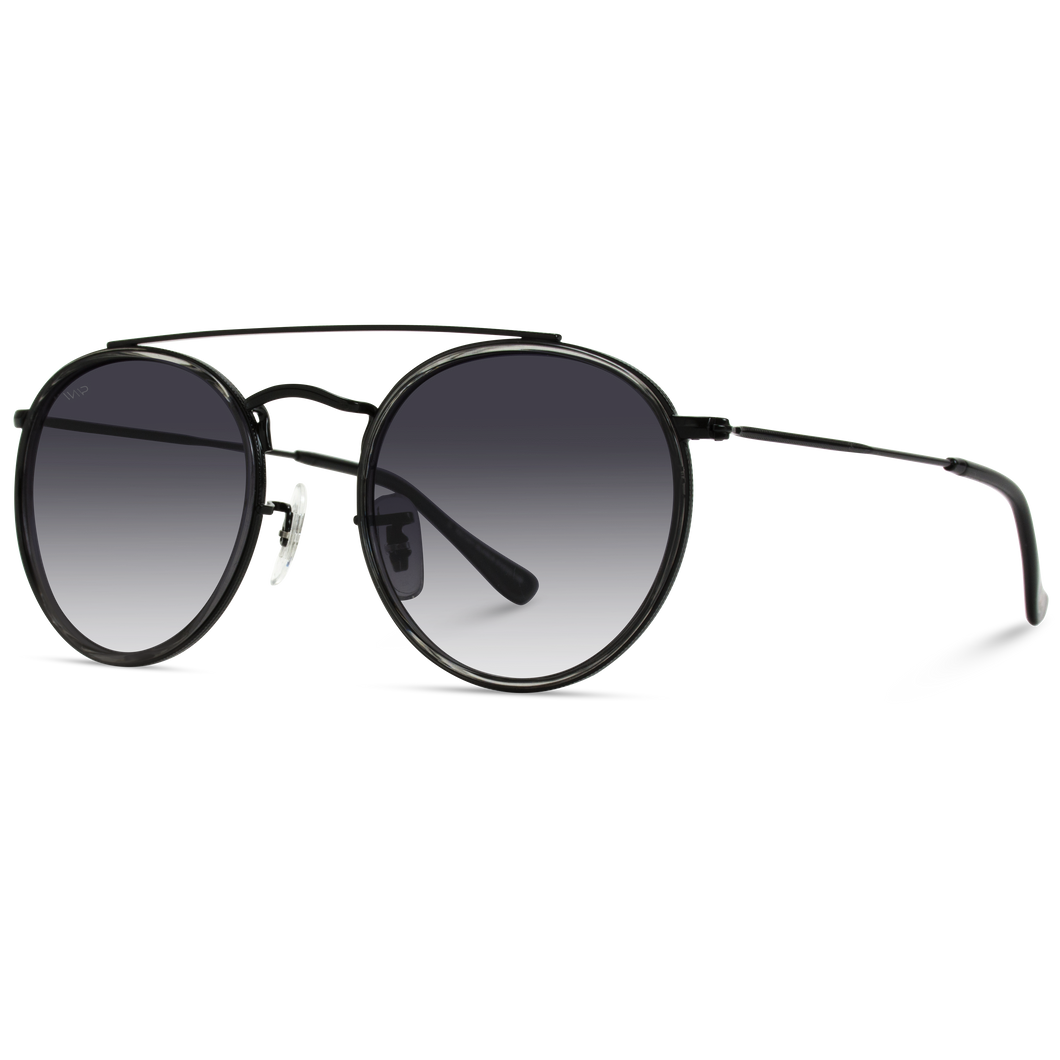 Ariel Double Bridge Black Sunglasses
