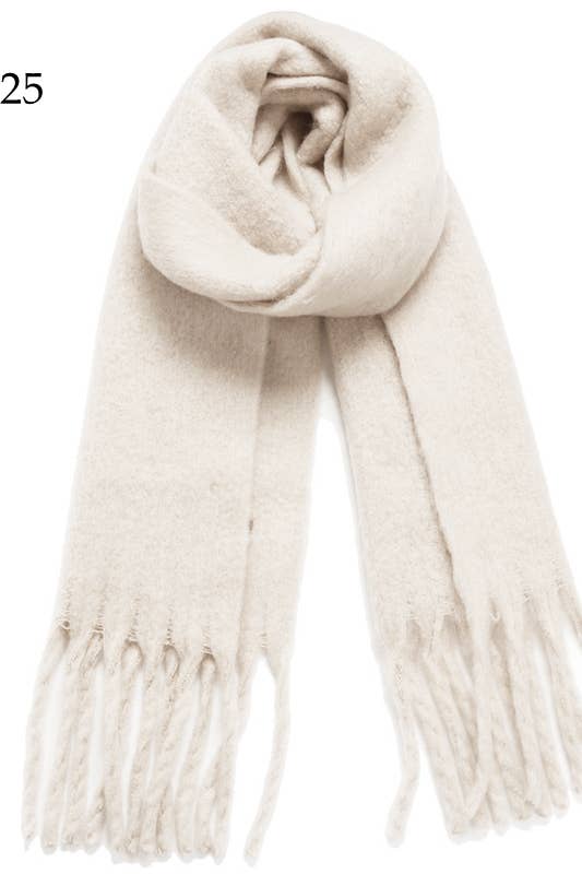 Chunky Solid Oblong Scarf Cream