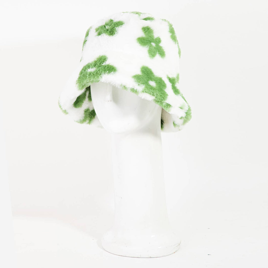 Sherpa Flower Print Bucket Hat