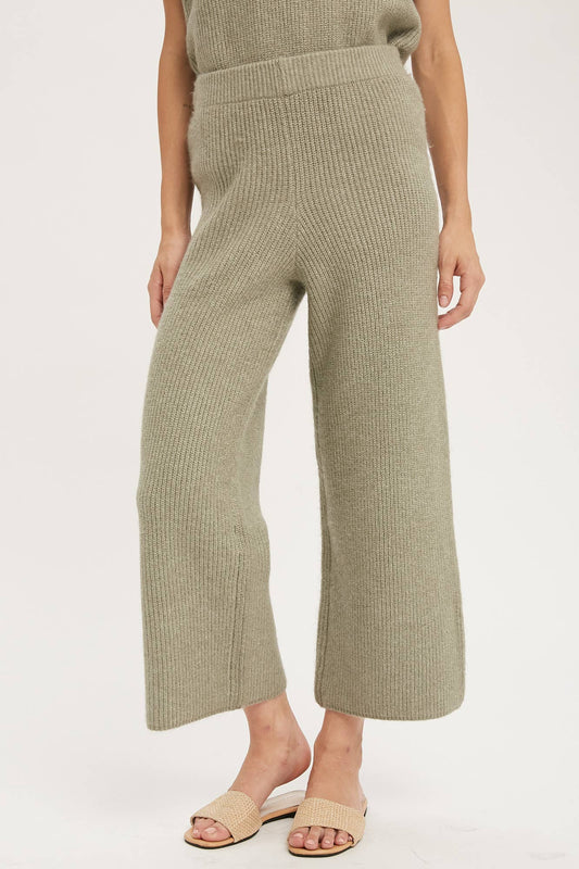 Ribbed Sweater Pants Olive