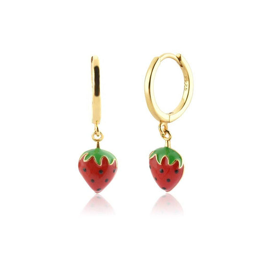 Strawberry Enamel Huggies