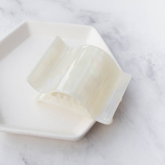 Rectangle Waved Hair Clip Ivory
