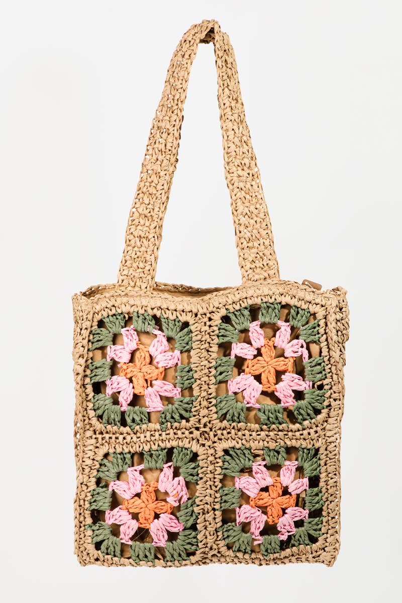 Flora Straw Tote Bag