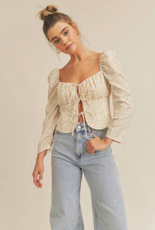 Floral Tie Front Blouse