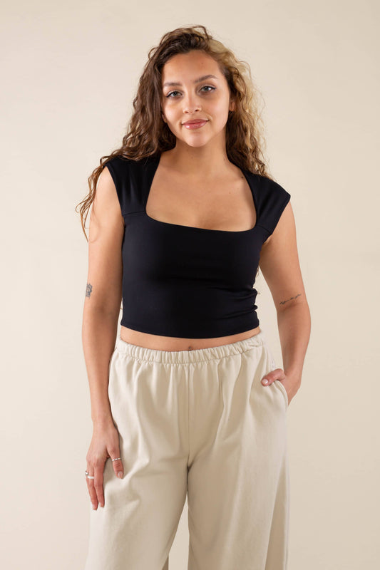 Laurel Square Neck Top Black