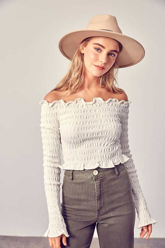Off The Shoulder Smocked Top