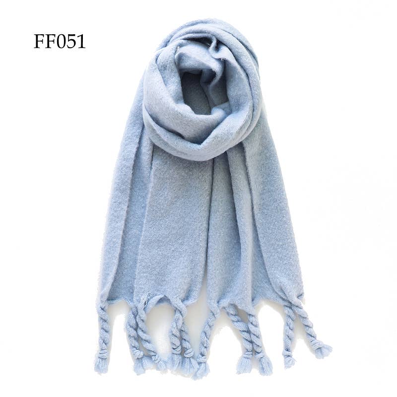 Chunky Solid Oblong Scarf Sky Blue