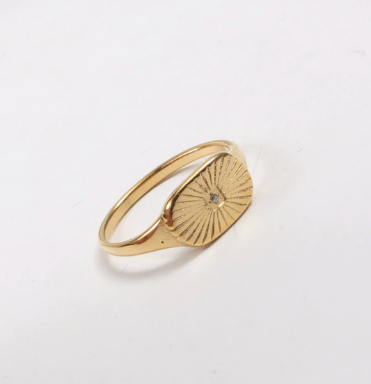 Geometric Sun Burst Gold Ring