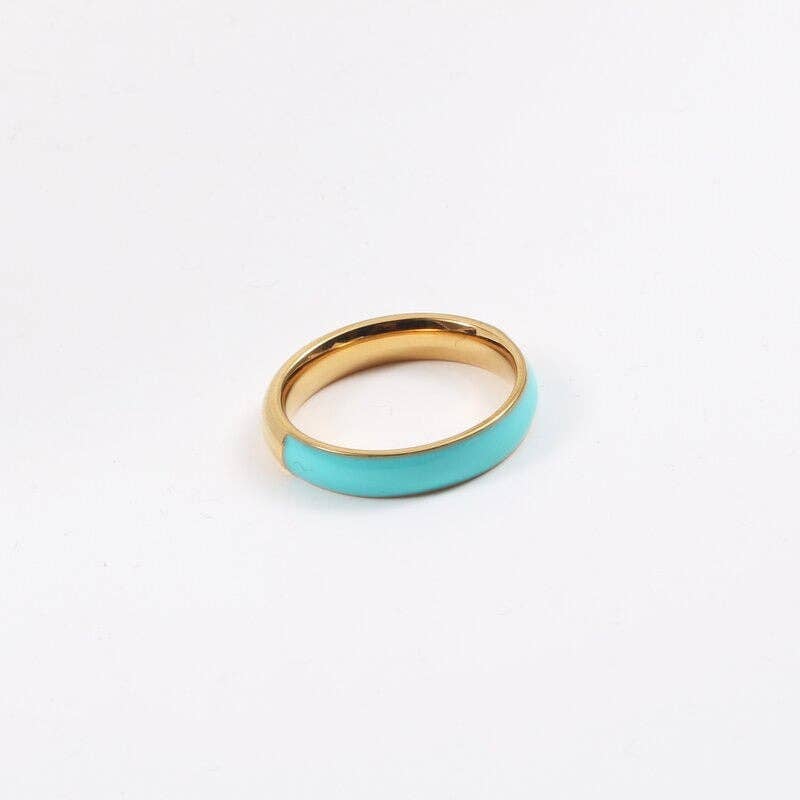 Turquoise Polished Surface Gold Ring
