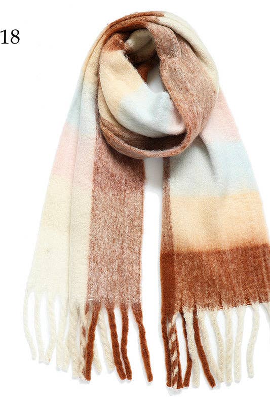Chunky Oblong Plaid Scarf Pink/Chesnut