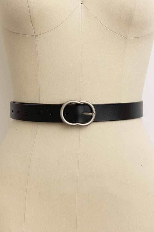 Round Buckle Leather Belt