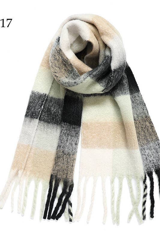 Chunky Plaid Scarf Black/Natural