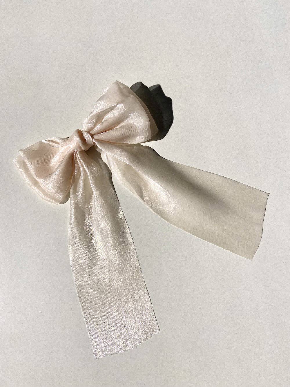 Organza Hair Bow Barrette White