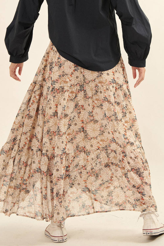Floral Chiffon Maxi Skirt