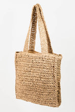 Load image into Gallery viewer, Flora Straw Tote Bag
