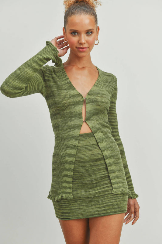 Mixed Yarn Ruffle Cardigan