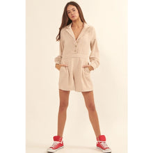 Load image into Gallery viewer, Lapel Button Front Corduroy Romper
